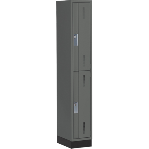 Concorde Heavy-Duty Lockers, 2 -tier, 12" x 18" x 76", Steel, Charcoal, Welded (Assembled) Moffatt Supply & Specialties