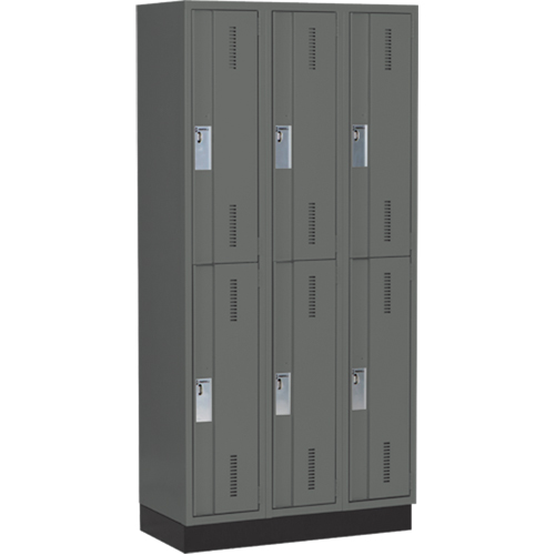 Casiers robustes Concorde, 2 niveaux, Bloc de 3, 36" x 18" x 76", Acier, Charbon, Soud&eacute; (assembl&eacute;) Moffatt Supply & Specialties