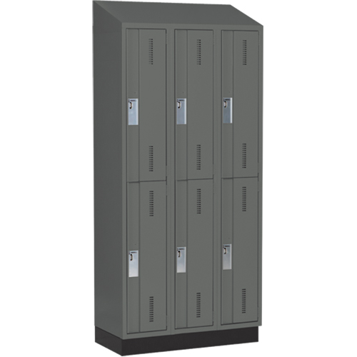 Concorde Heavy-Duty Lockers, 2 -tier, Bank of 3, 36" x 18" x 82", Steel, Charcoal, Welded (Assembled) Moffatt Supply & Specialties