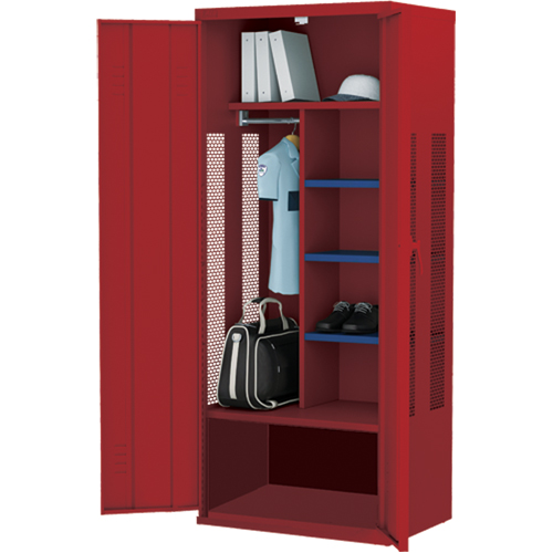 Deluxe Gear Locker, Steel, 36" W x 24" D x 72" H, Red Moffatt Supply & Specialties
