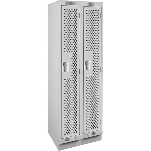 Clean Line Lockers, Bank of 2, 24" x 15" x 76", Steel, Grey, Rivet (Assembled), Perforated Moffatt Supply & Specialties