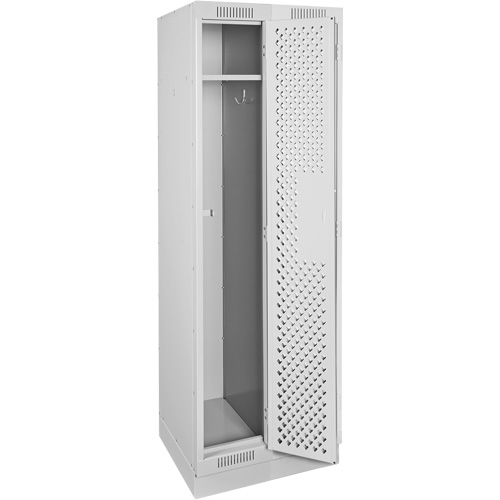 Clean Line Lockers, Bank of 2, 24" x 15" x 76", Steel, Grey, Rivet (Assembled), Perforated Moffatt Supply & Specialties