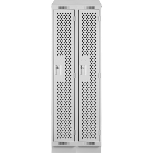 Clean Line Lockers, Bank of 2, 24" x 18" x 82", Steel, Grey, Rivet (Assembled), Perforated Moffatt Supply & Specialties