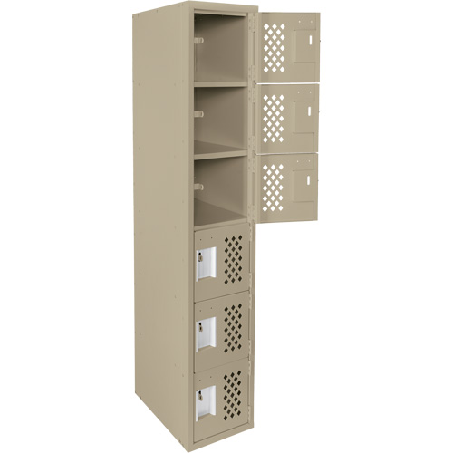 Assembled Lockerettes Clean Line Perforated Economy Lockers, 6 -tier, 18" x 72" x 12", Steel Moffatt Supply & Specialties