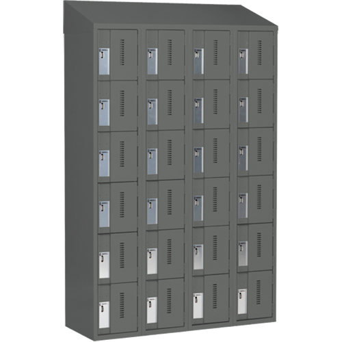 Concorde Heavy-Duty Lockers, 6 -tier, Bank of 4, 48" x 18" x 78", Steel, Charcoal, Welded (Assembled) Moffatt Supply & Specialties