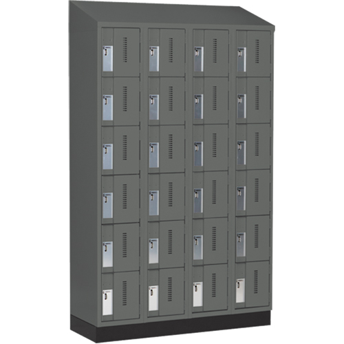 Concorde Heavy-Duty Lockers, 6 -tier, Bank of 4, 48" x 18" x 82", Steel, Charcoal, Welded (Assembled) Moffatt Supply & Specialties