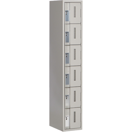 Concorde Heavy-Duty Lockers, 6 -tier, 12" x 18" x 72", Steel, Grey, Welded (Assembled) Moffatt Supply & Specialties
