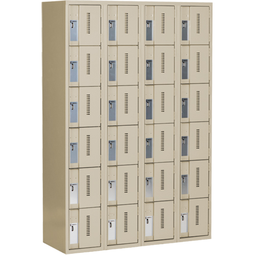 Concorde Heavy-Duty Lockers, 6 -tier, Bank of 4, 48" x 18" x 72", Steel, Beige, Welded (Assembled) Moffatt Supply & Specialties
