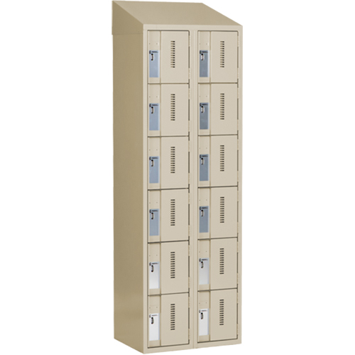 Concorde Heavy-Duty Lockers, 6 -tier, Bank of 2, 24" x 18" x 78", Steel, Beige, Welded (Assembled) Moffatt Supply & Specialties