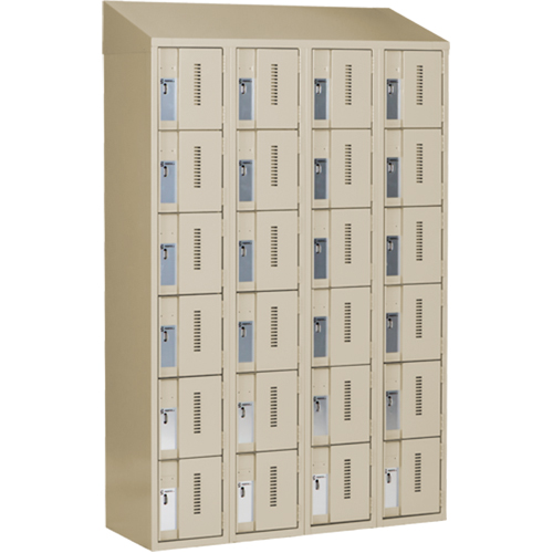 Concorde Heavy-Duty Lockers, 6 -tier, Bank of 4, 48" x 18" x 78", Steel, Beige, Welded (Assembled) Moffatt Supply & Specialties