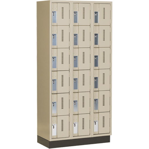 Concorde Heavy-Duty Lockers, 6 -tier, Bank of 3, 36" x 18" x 76", Steel, Beige, Welded (Assembled) Moffatt Supply & Specialties