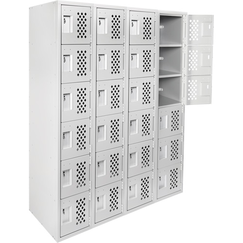 Clean Line Lockerettes, 6 -tier, Bank of 4, 18" x 72" x 12", Steel Moffatt Supply & Specialties