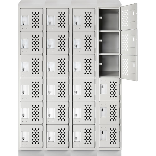 Casiers &eacute;conomiques perfor&eacute;s et assembl&eacute;s Clean Line, 6 niveaux, Bloc de 4, 18" x 72" x 12", Acier Moffatt Supply & Specialties