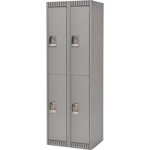Lockers, 2 -tier, Bank of 2, 24" x 18" x 72", Steel, Grey, Rivet (Assembled) Moffatt Supply & Specialties