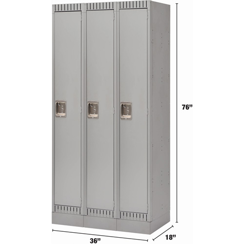 Casiers, Bloc de 3, 36" x 18" x 76", Acier, Gris, D&eacute;mont&eacute; Moffatt Supply & Specialties