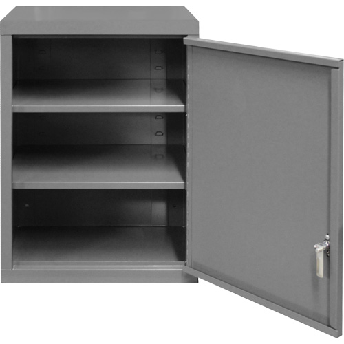 Wall-Mounted Cabinet, 27" H x 13-11/16" W x 18" D, 2 Shelves, Steel, Grey Moffatt Supply & Specialties