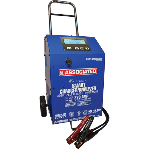 Chargeur de batterie sur roues avec fonction de d&eacute;marrage assist&eacute; de 12 V et 60 A Moffatt Supply & Specialties