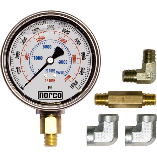 Manom&egrave;tre hydraulique avec raccords,  4", Fixation inf&eacute;rieure, Analogique Moffatt Supply & Specialties