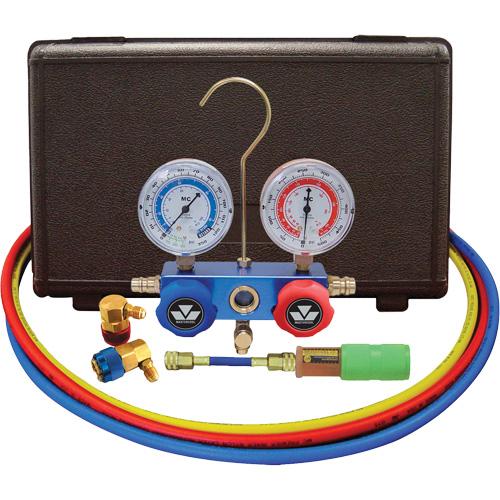 Ensemble de manom&egrave;tre &agrave; collecteur &agrave; deux voies pour l'automobile R134A avec mini injecteur de colorant Moffatt Supply & Specialties