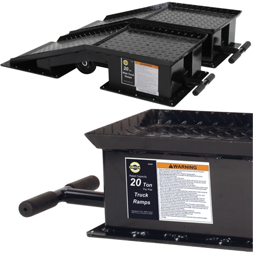 Heavy-Duty Truck Ramps with Long T-Handle, 40000 lbs. Capacity, 45" L, 13-1/2" W, 9-19/50" H Moffatt Supply & Specialties
