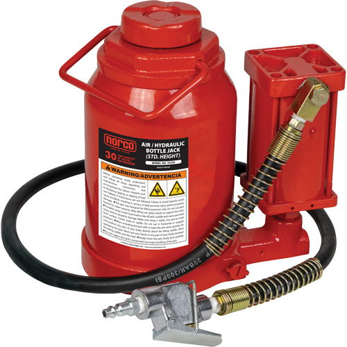 Cric-bouteille hydraulique de hauteur standard, 30 tonne(s), Air comprim&eacute;/hydraulique, 19-7/10" Hauteur &eacute;lev&eacute;e Moffatt Supply & Specialties