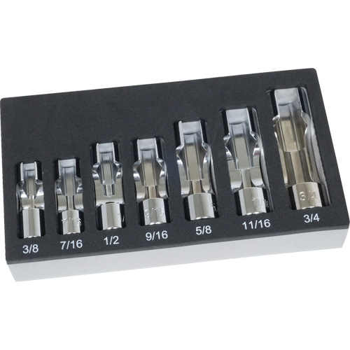 SAE Flare Nut Socket Set with Foam Tray, 7 Pieces, 3/8" Drive Size Moffatt Supply & Specialties