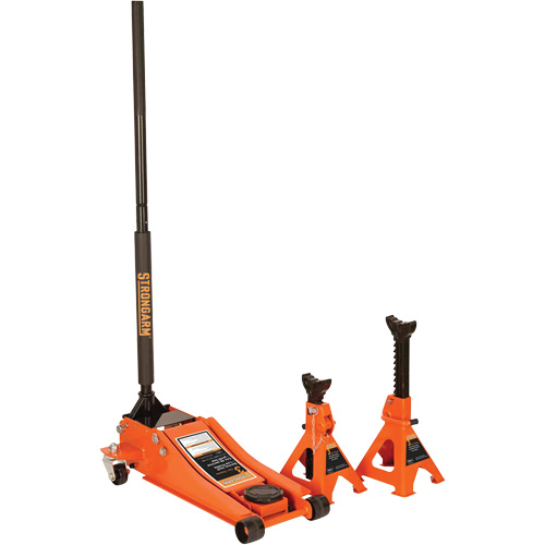 Low Profile Service Jack with Safety Stands, 3 Ton(s) Capacity, 2-19/20" Lowered, 19-9/10" Raised, Manual Hydraulic Moffatt Supply & Specialties
