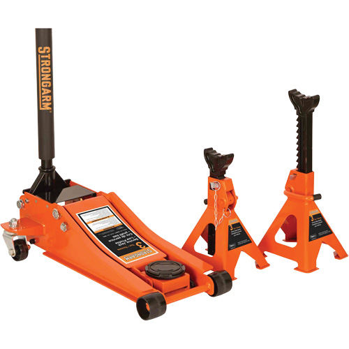Low Profile Service Jack with Safety Stands, 3 Ton(s) Capacity, 2-19/20" Lowered, 19-9/10" Raised, Manual Hydraulic Moffatt Supply & Specialties