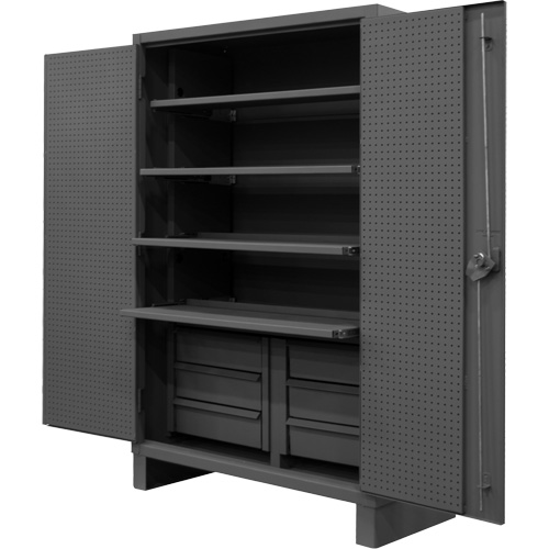 Armoire tr&egrave;s robuste avec tablettes coulissantes, Acier, 4 Tablettes, 78" h x 48" la x 24" P, Gris Moffatt Supply & Specialties