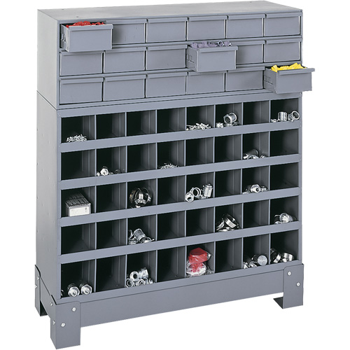 Unit&eacute; de stockage modulaire pour petites pi&egrave;ces, Acier, 18 tiroirs, 33-3/4" x 12-1/4" x 40-1/2", Gris Moffatt Supply & Specialties