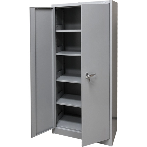 Armoire de rangement, Acier, 4 Tablettes, 66" h x 30" la x 15" P, Gris Moffatt Supply & Specialties