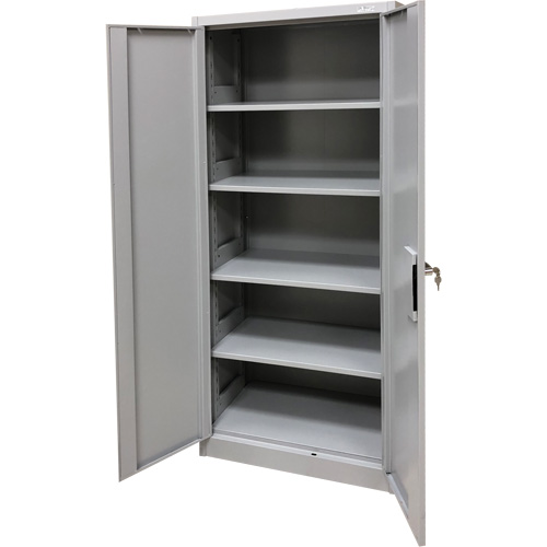 Armoire de rangement, Acier, 4 Tablettes, 66" h x 30" la x 15" P, Gris Moffatt Supply & Specialties