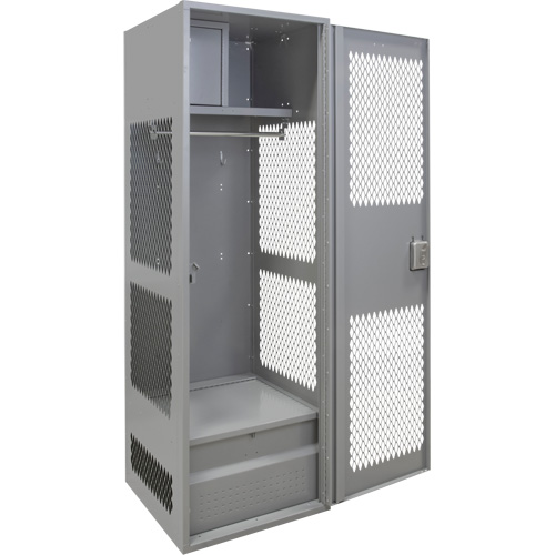 Gear Locker with Door, Steel, 24" W x 24" D x 72" H, Grey Moffatt Supply & Specialties