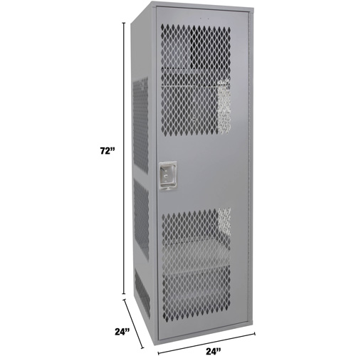 Gear Locker with Door, Steel, 24" W x 24" D x 72" H, Grey Moffatt Supply & Specialties