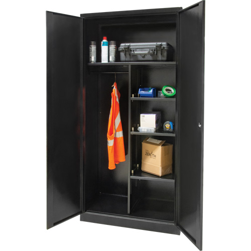 Combination Storage Cabinet, 36" W x 18" D x 72" H, Black Moffatt Supply & Specialties