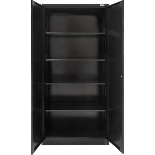 Hi-Boy Storage Cabinet, Steel, 4 Shelves, 72" H x 36" W x 18" D, Black Moffatt Supply & Specialties