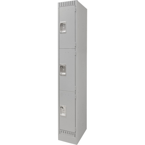 Lockers, 3 -tier, 12" x 18" x 76", Steel, Grey, Knocked Down Moffatt Supply & Specialties