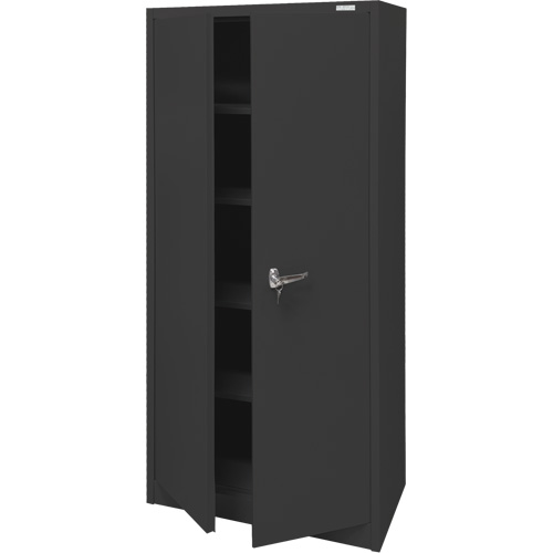 Armoire d'entreposage, Acier, 4 Tablettes, 66" h x 30" la x 15" P, Noir Moffatt Supply & Specialties