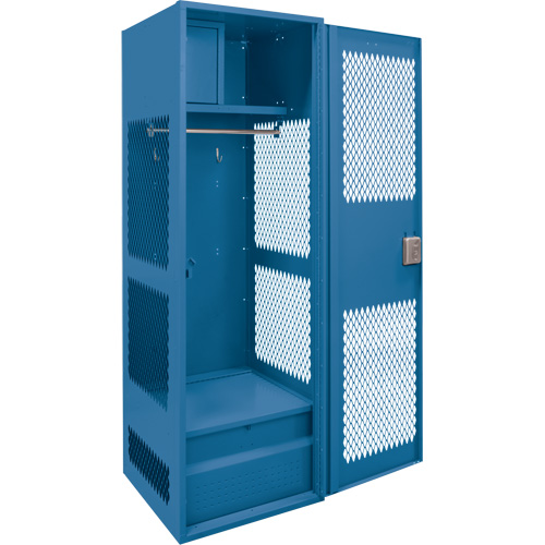 Gear Locker with Door, Steel, 24" W x 18" D x 72" H, Dark Blue Moffatt Supply & Specialties