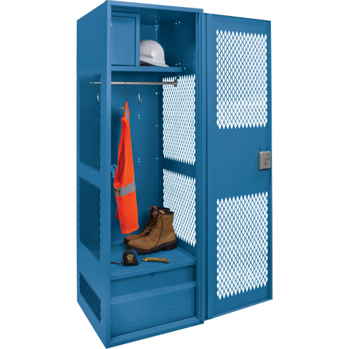 Gear Locker with Door, Steel, 24" W x 18" D x 72" H, Dark Blue Moffatt Supply & Specialties