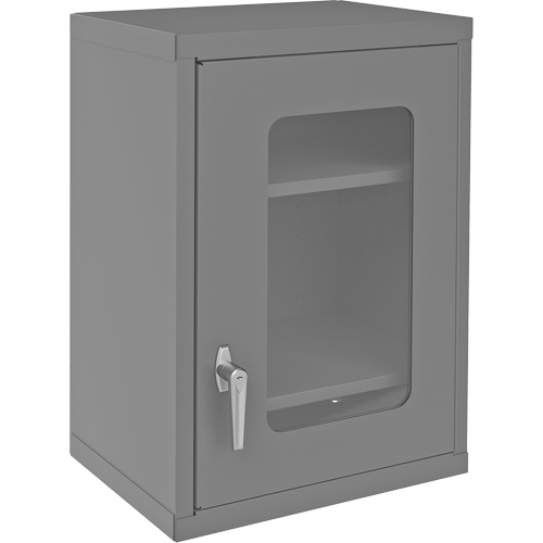 Wall-Mountable Storage Cabinet with Clearview Doors, 26-15/16" H x 18-1/8" W x 13-11/16" D, 2 Shelves, Steel, Grey Moffatt Supply & Specialties