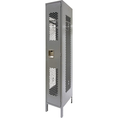 Vented Lockers, 12" x 18" x 78", Steel, Grey, Knocked Down, Perforated Moffatt Supply & Specialties