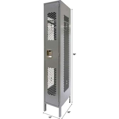 Vented Lockers, 12" x 18" x 78", Steel, Grey, Knocked Down, Perforated Moffatt Supply & Specialties