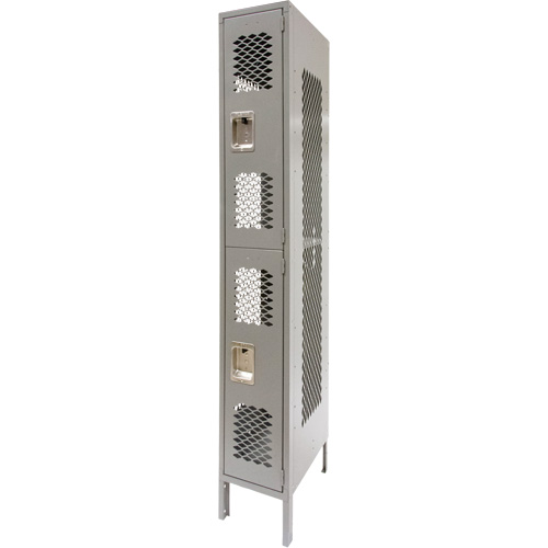Casiers ventil&eacute;s, 2 niveaux, 12" x 18" x 78", Acier, Gris, D&eacute;mont&eacute;, Perfor&eacute; Moffatt Supply & Specialties