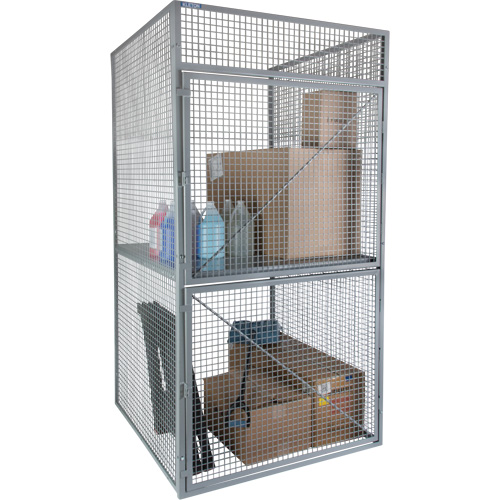 Casier pour entreposage en vrac, 2 niveaux, 36" x 36" x 90", Acier, Gris, D&eacute;mont&eacute;, Perfor&eacute; Moffatt Supply & Specialties