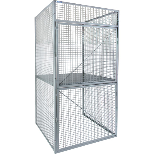 Casier pour entreposage en vrac, 2 niveaux, 48" x 48" x 90", Acier, Gris, D&eacute;mont&eacute;, Perfor&eacute; Moffatt Supply & Specialties