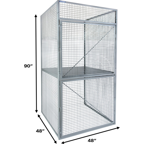 Casier pour entreposage en vrac, 2 niveaux, 48" x 48" x 90", Acier, Gris, D&eacute;mont&eacute;, Perfor&eacute; Moffatt Supply & Specialties
