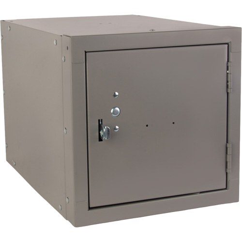 Stackable Cube Locker, 12" x 18" x 12", Steel, Grey, Knocked Down Moffatt Supply & Specialties