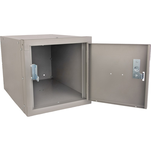 Stackable Cube Locker, 12" x 18" x 12", Steel, Grey, Knocked Down Moffatt Supply & Specialties
