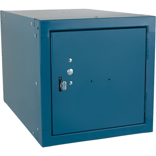 Stackable Cube Locker, 12" x 18" x 12", Steel, Blue, Knocked Down Moffatt Supply & Specialties